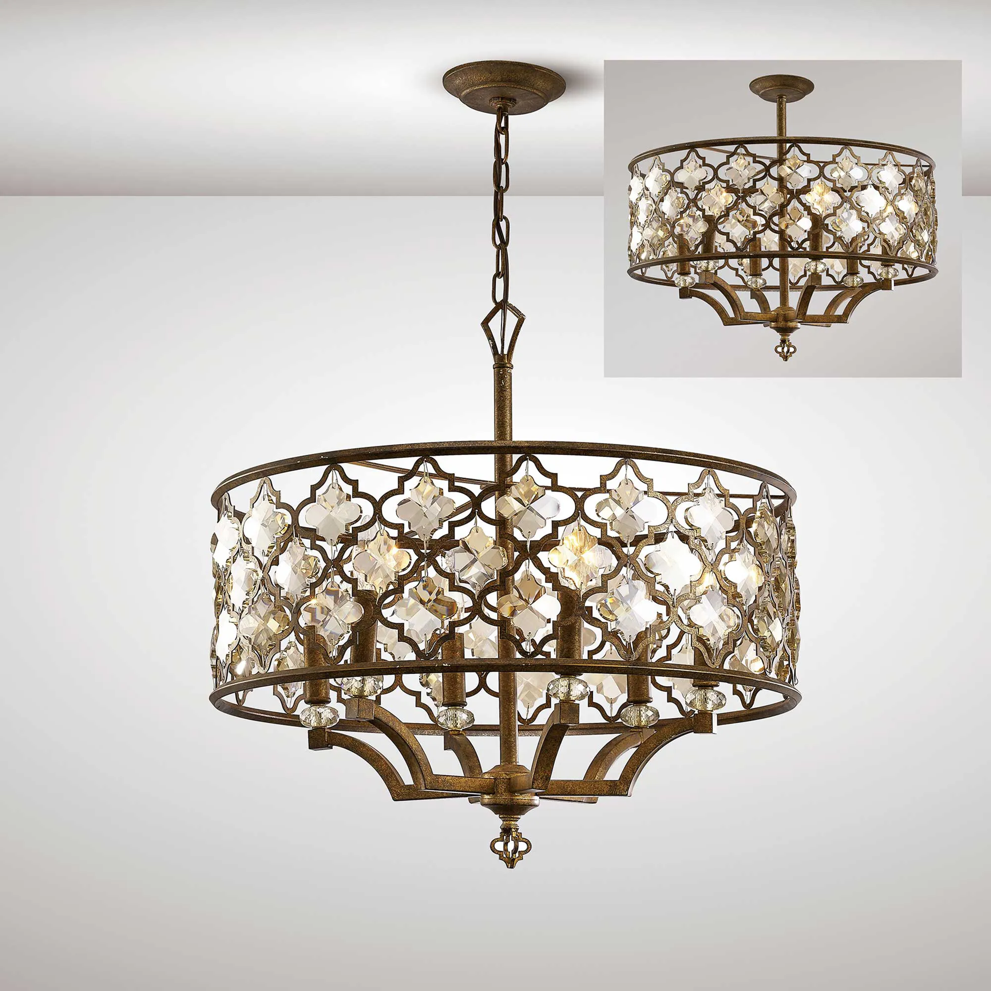 IL31696  Indie Crystal Pendant 6 Light